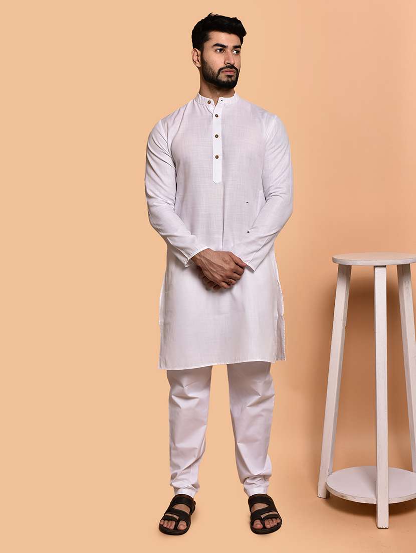 men solid mandarin neck kurta pyjama set