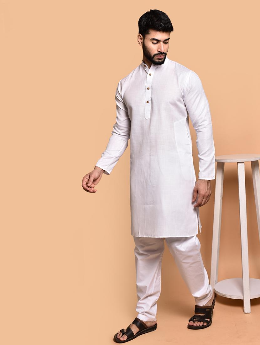men solid mandarin neck kurta pyjama set - 21785979 - Standard Image - 1