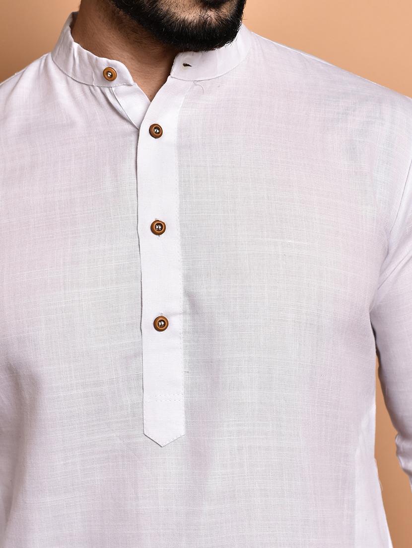 men solid mandarin neck kurta pyjama set - 21785979 - Standard Image - 4