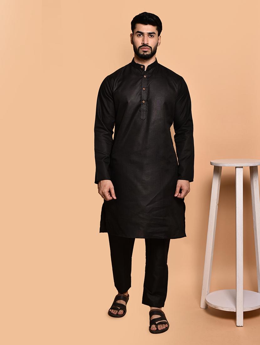 men solid mandarin neck kurta pyjama set - 21785981 - Standard Image - 1