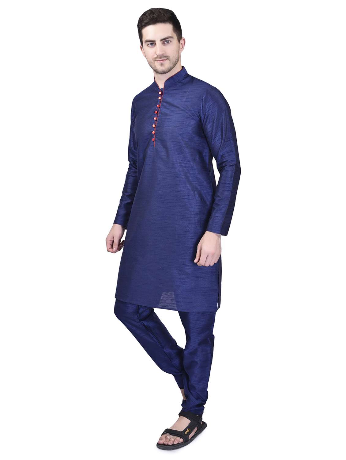 men solid mandarin neck kurta pyjama set - 21786104 - Standard Image - 1