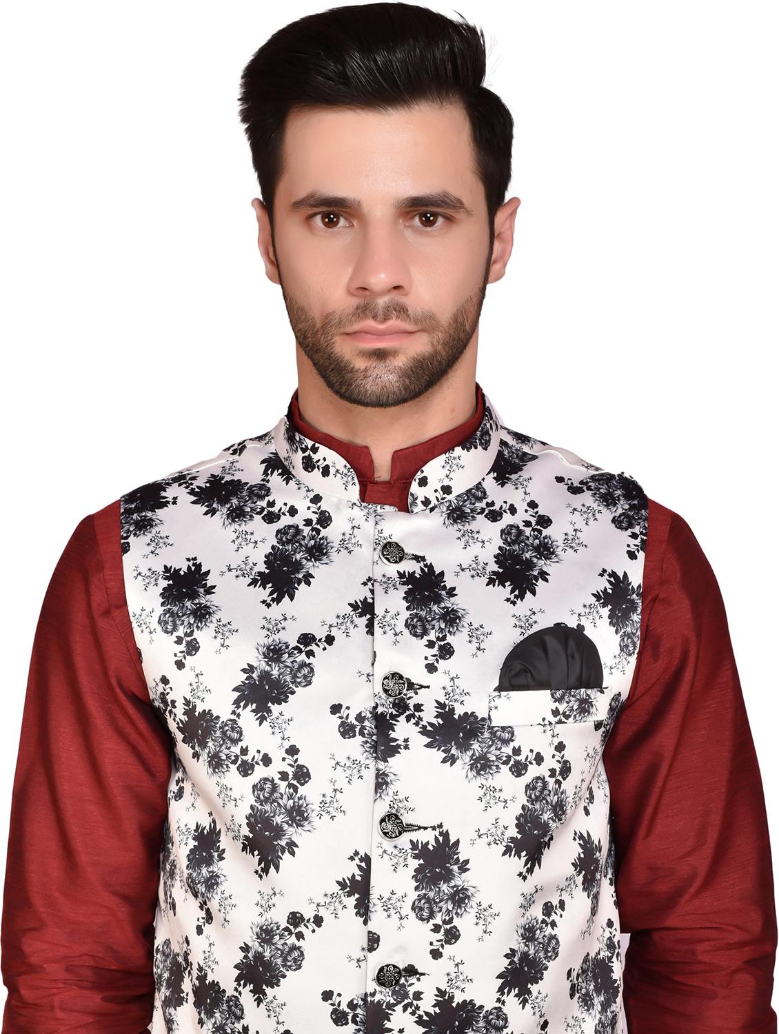 men solid mandarin neck dhoti kurta ethnic jacket set - 21786113 - Standard Image - 4