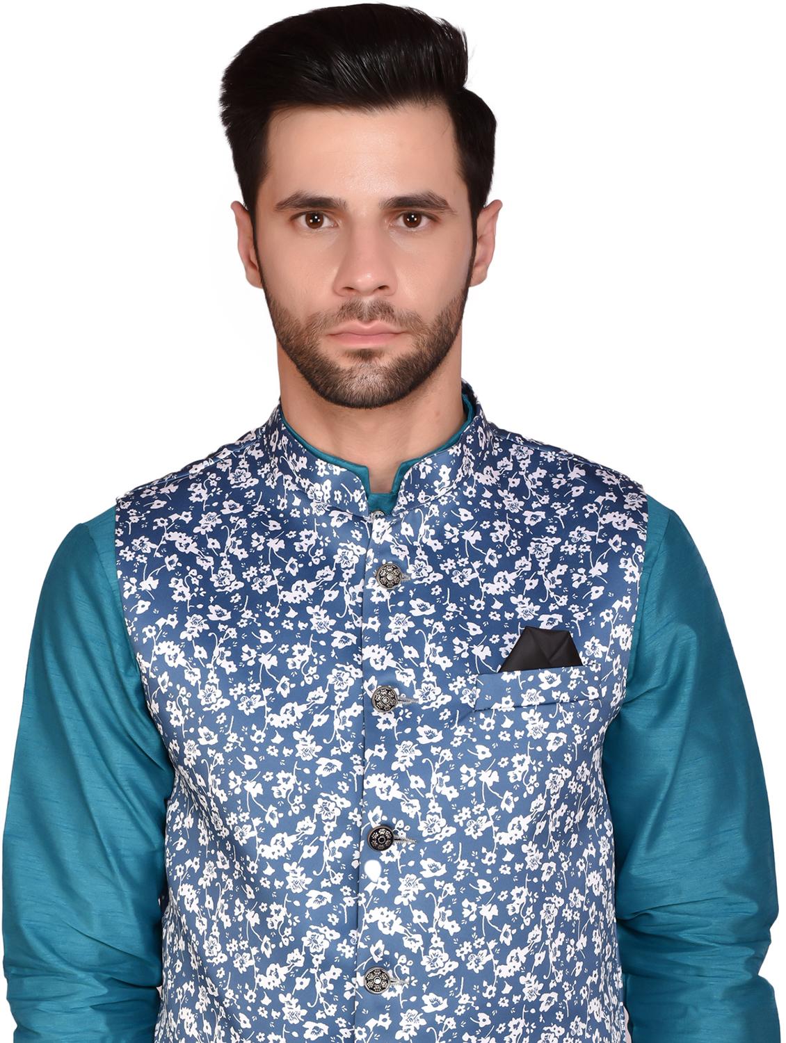 men solid mandarin neck dhoti kurta ethnic jacket set - 21786114 - Standard Image - 4