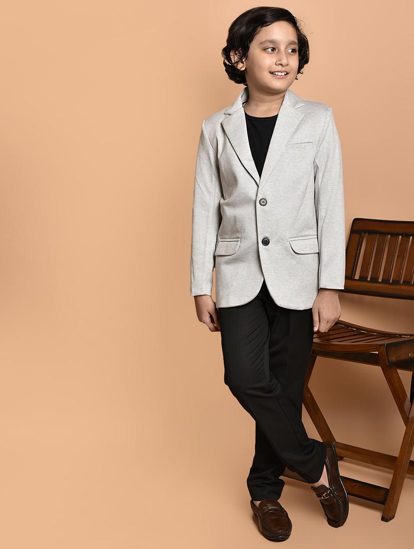 boys long sleeves solid single breasted blazer - 21786227 - Standard Image - 4