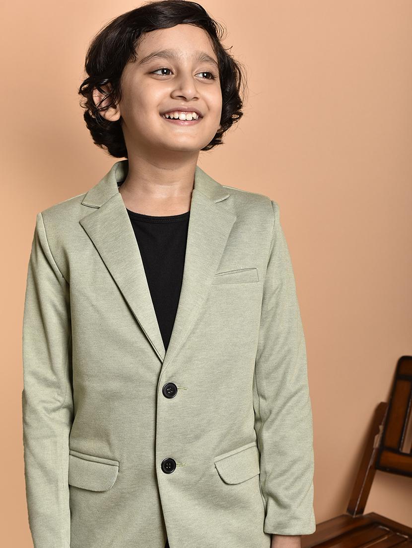 boys long sleeves solid single breasted blazer - 21786228 - Standard Image - 4