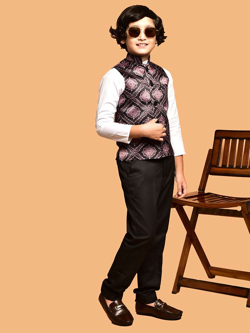 boys solid lapel collar single breasted casual blazer - 21786249 -  Standard Image - 1