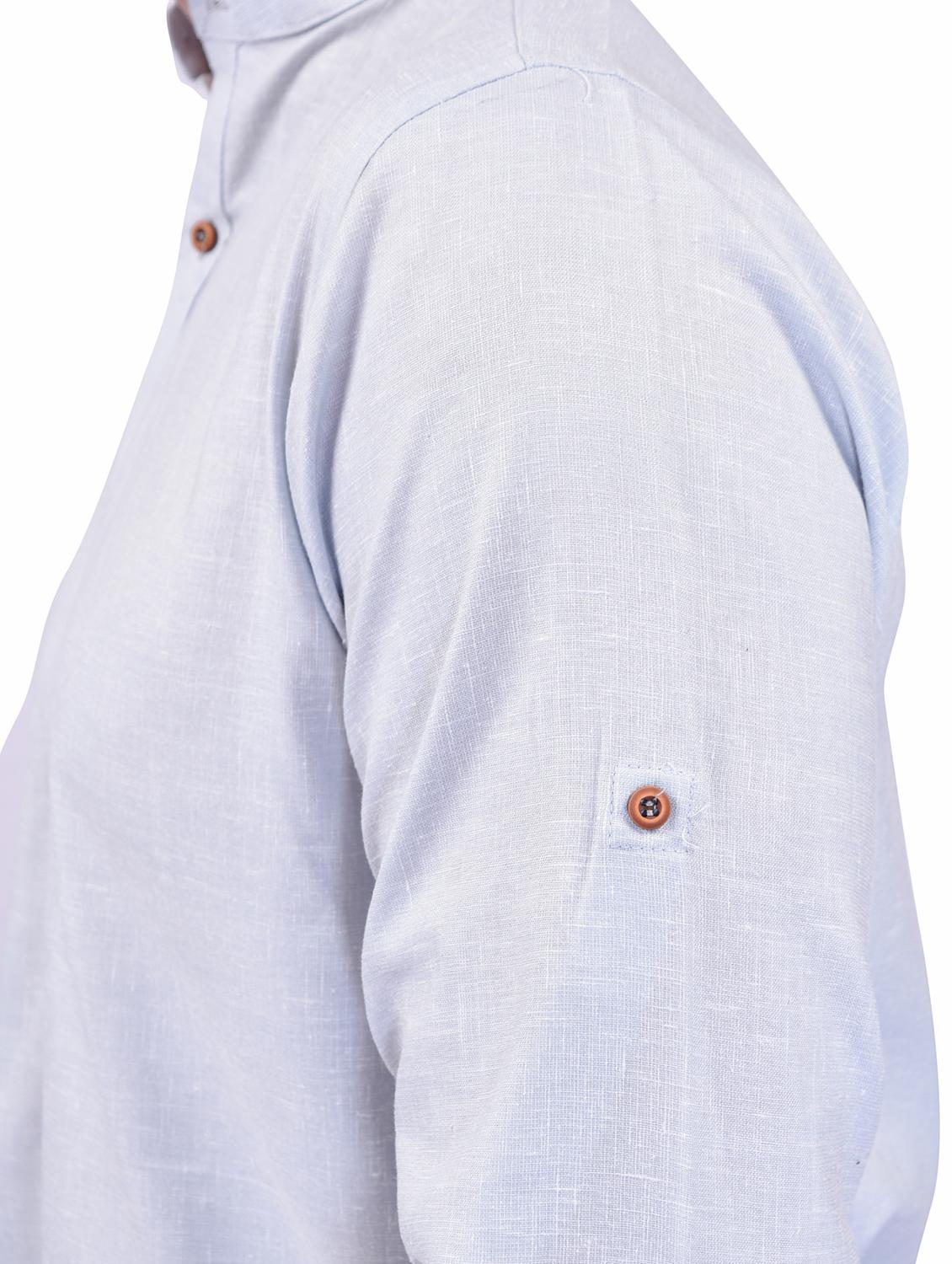 men light blue solid mandarin neck short kurta - 21786277 - Standard Image - 4