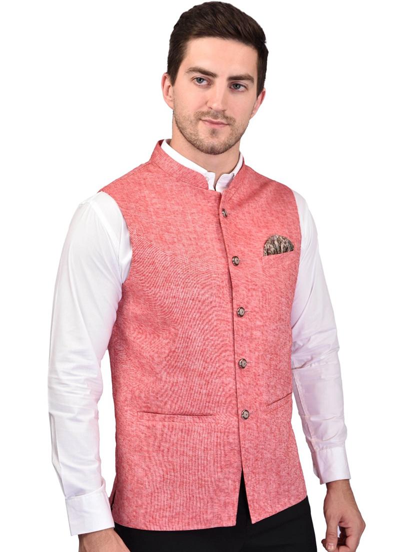 men solid mandarin neck regular fit nehru jacket - 21786299 - Zoom Image - 0