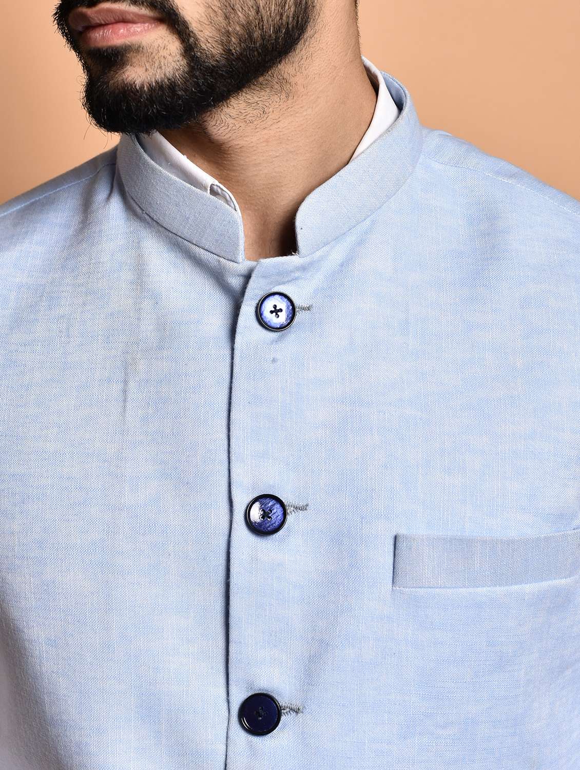 men solid mandarin neck regular fit nehru jacket - 21786325 -  Standard Image - 4