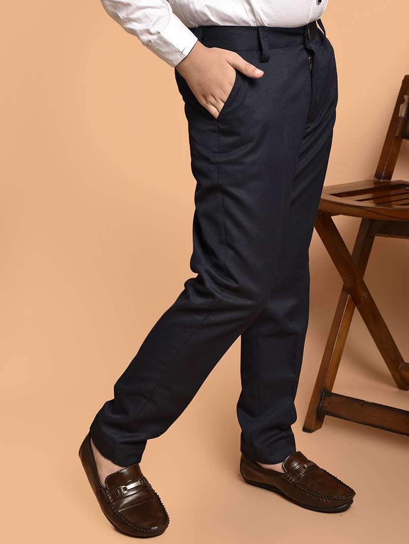boys solid mid rise casual chinos - 21786365 -  Standard Image - 1