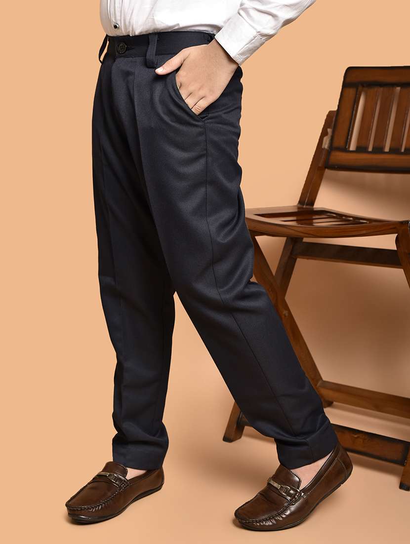 boys solid mid rise regular fit trouser  - 21786366 -  Standard Image - 1