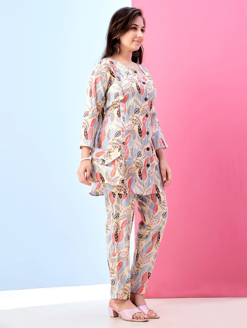 girls printed round neck co-ords set - 21786413 -  Standard Image - 1