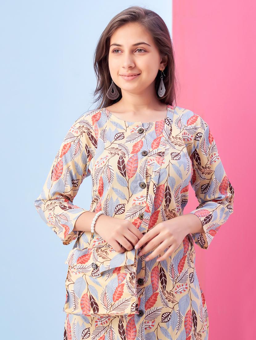 girls printed round neck co-ords set - 21786413 - Standard Image - 4