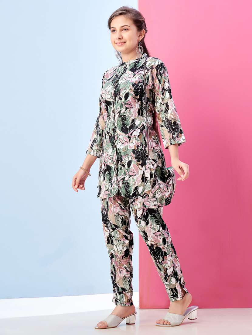 girls printed top & trouser co-ords set - 21786419 -  Standard Image - 1