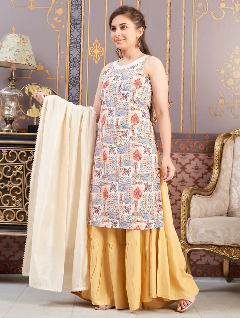 girls printed kurta and sharara with dupatta - 21786460 -  Standard Image - 1
