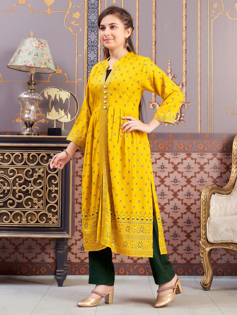 girls printed kurta and pant set - 21786463 -  Standard Image - 1