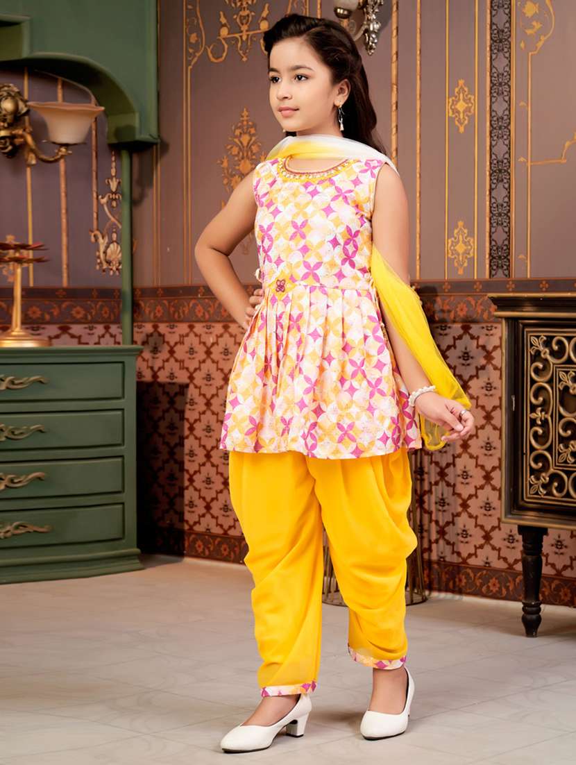 girls printed kurta and salwar with dupatta - 21786468 -  Standard Image - 1