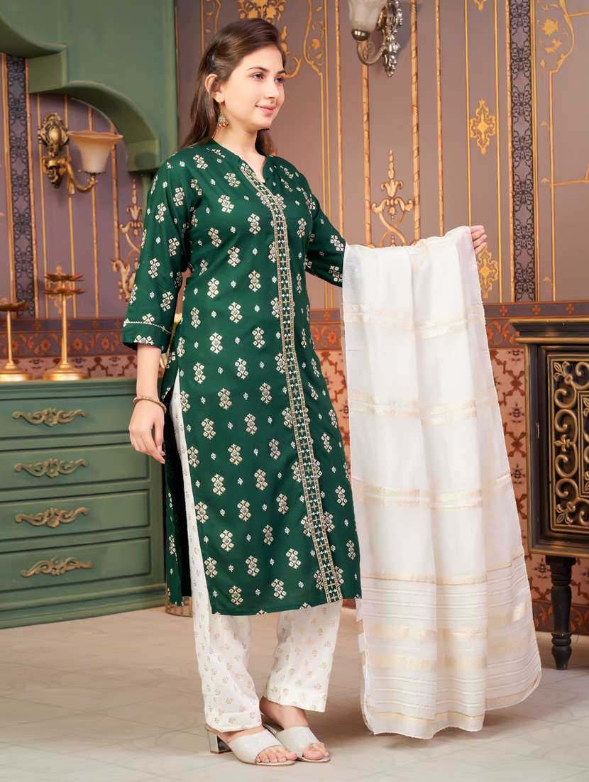 girls printed kurta and palazzo with dupatta - 21786469 -  Standard Image - 1