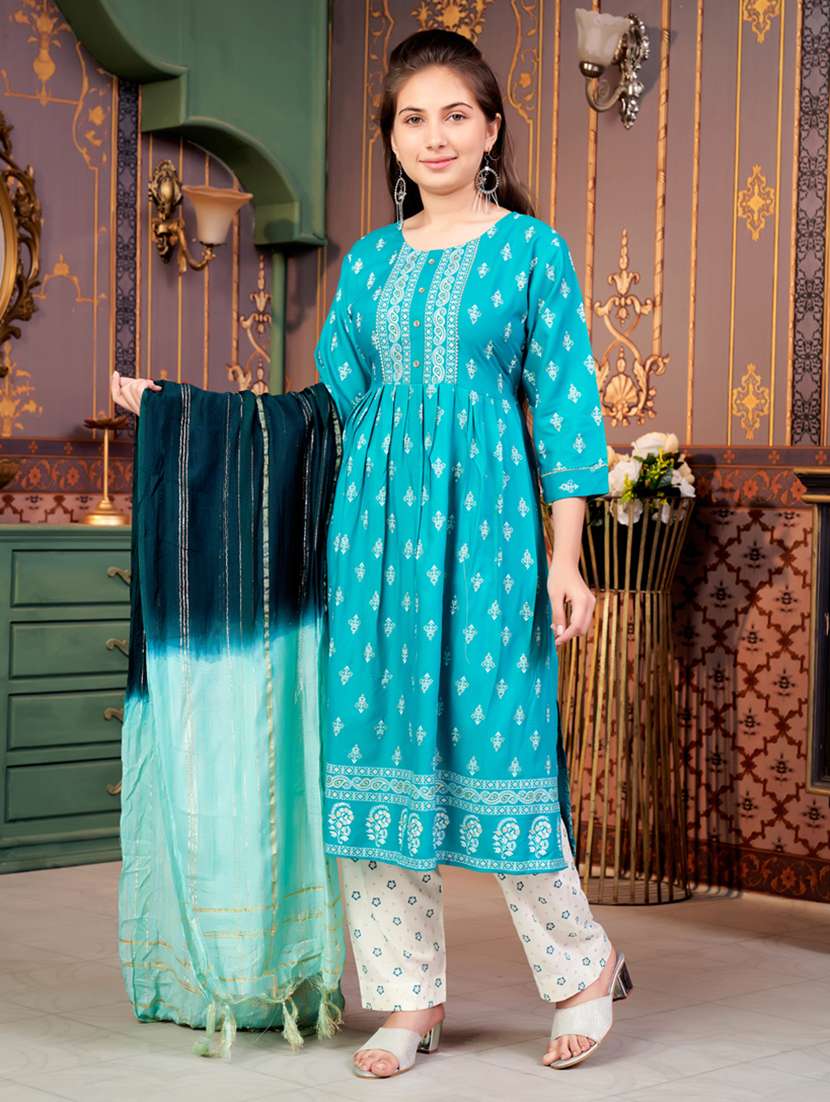 girls printed kurta and pant with dupatta - 21786471 - Standard Image - 1
