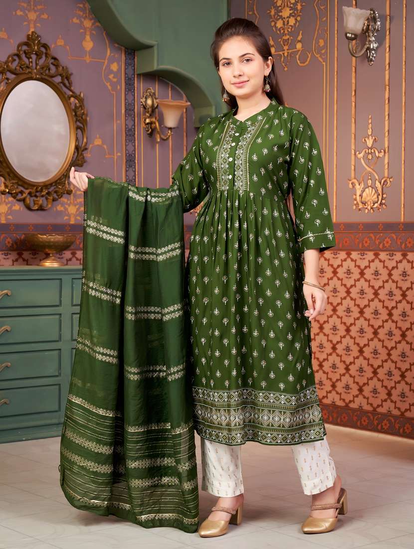 girls printed kurta and pant with dupatta - 21786473 -  Standard Image - 1