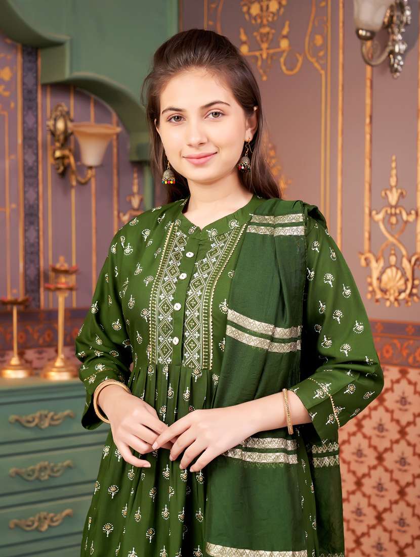 girls printed kurta and pant with dupatta - 21786473 -  Standard Image - 4