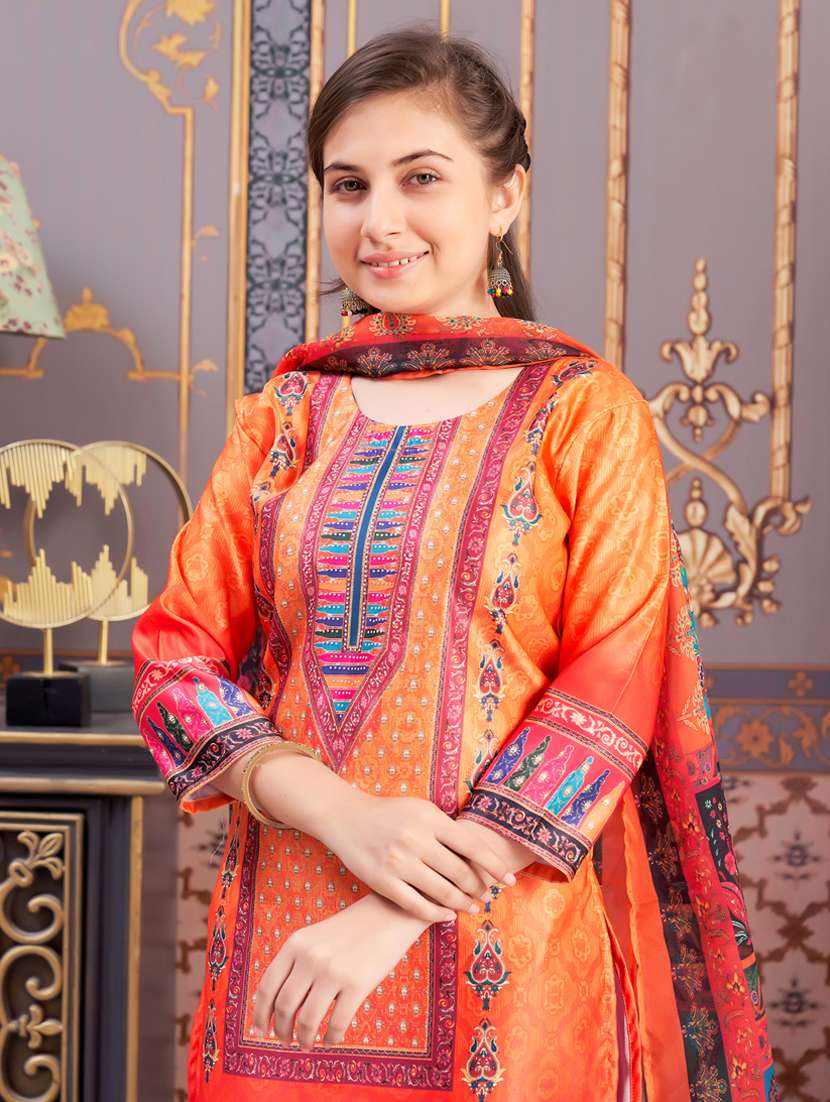 girls printed kurta and pant with dupatta - 21786474 -  Standard Image - 4