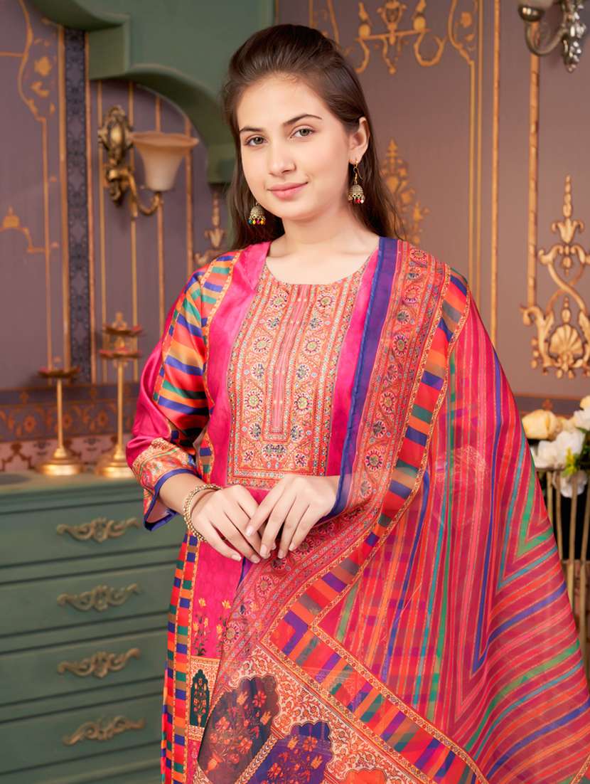 girls printed kurta and pant with dupatta - 21786477 -  Standard Image - 4