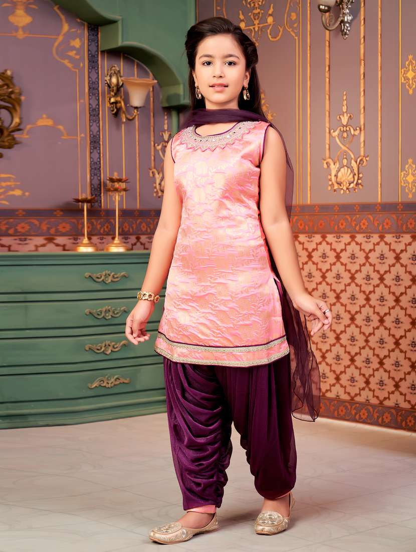 girls self designed kurta and salwar with dupatta - 21786484 - Standard Image - 1