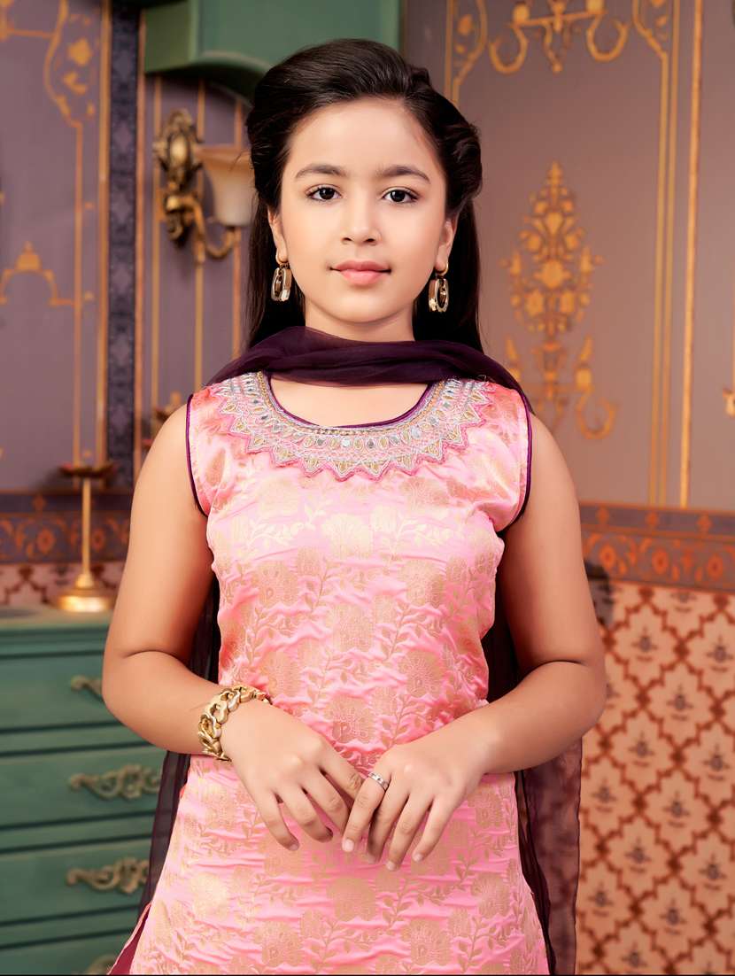 girls self designed kurta and salwar with dupatta - 21786484 - Standard Image - 4