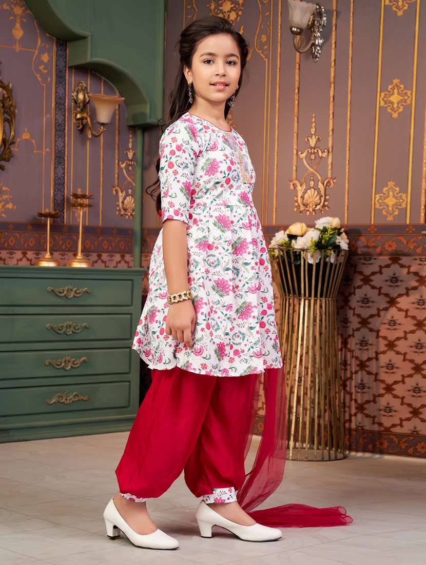 girls printed kurta and salwar with dupatta - 21786487 -  Standard Image - 1
