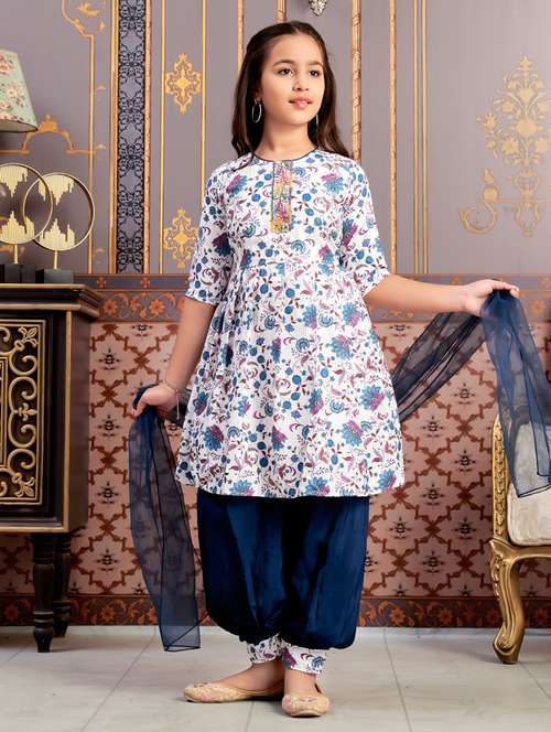 girls printed kurta and salwar with dupatta - 21786488 -  Standard Image - 0