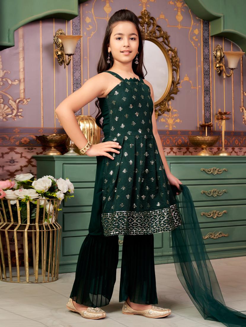 girls self designed kurta and sharara with dupatta   - 21786494 -  Standard Image - 1