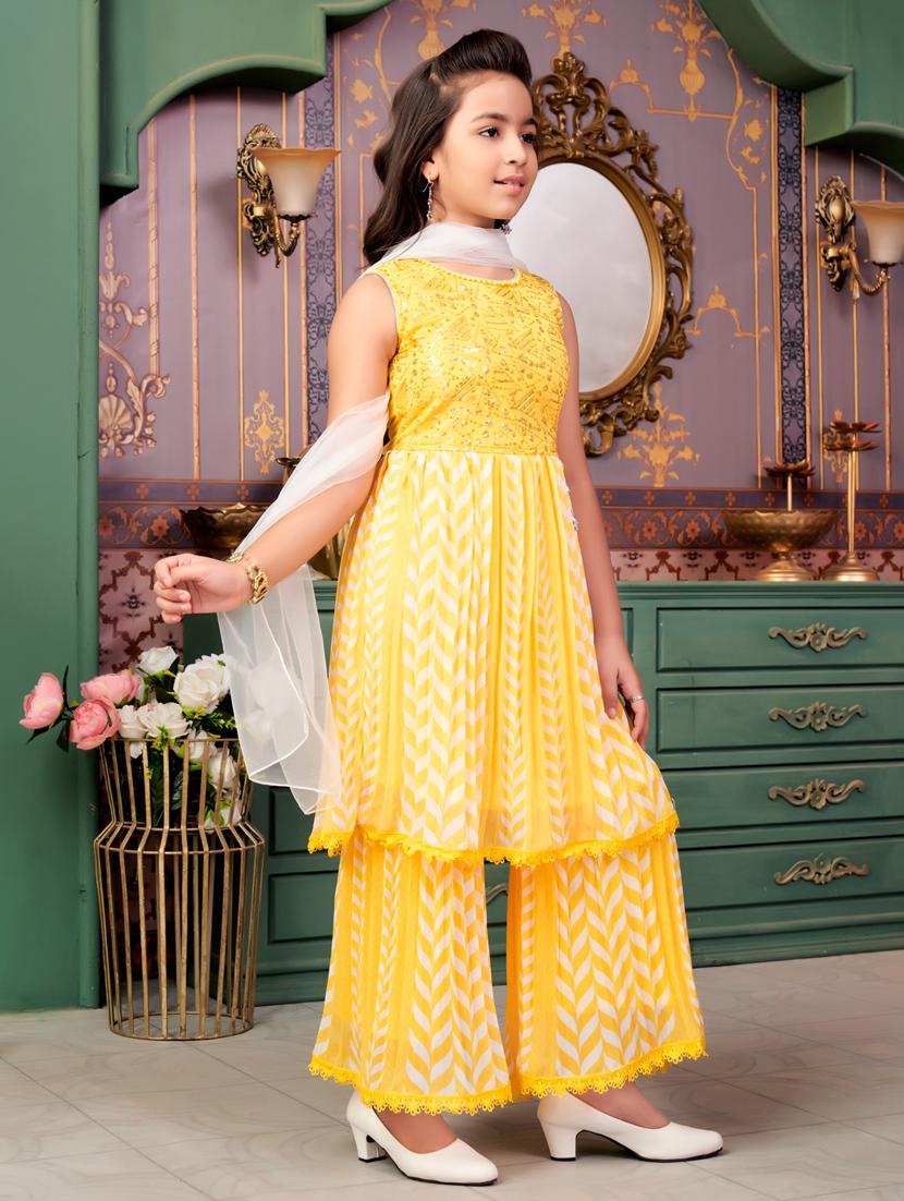 girls printed kurta and sharara with dupatta   - 21786496 -  Standard Image - 1