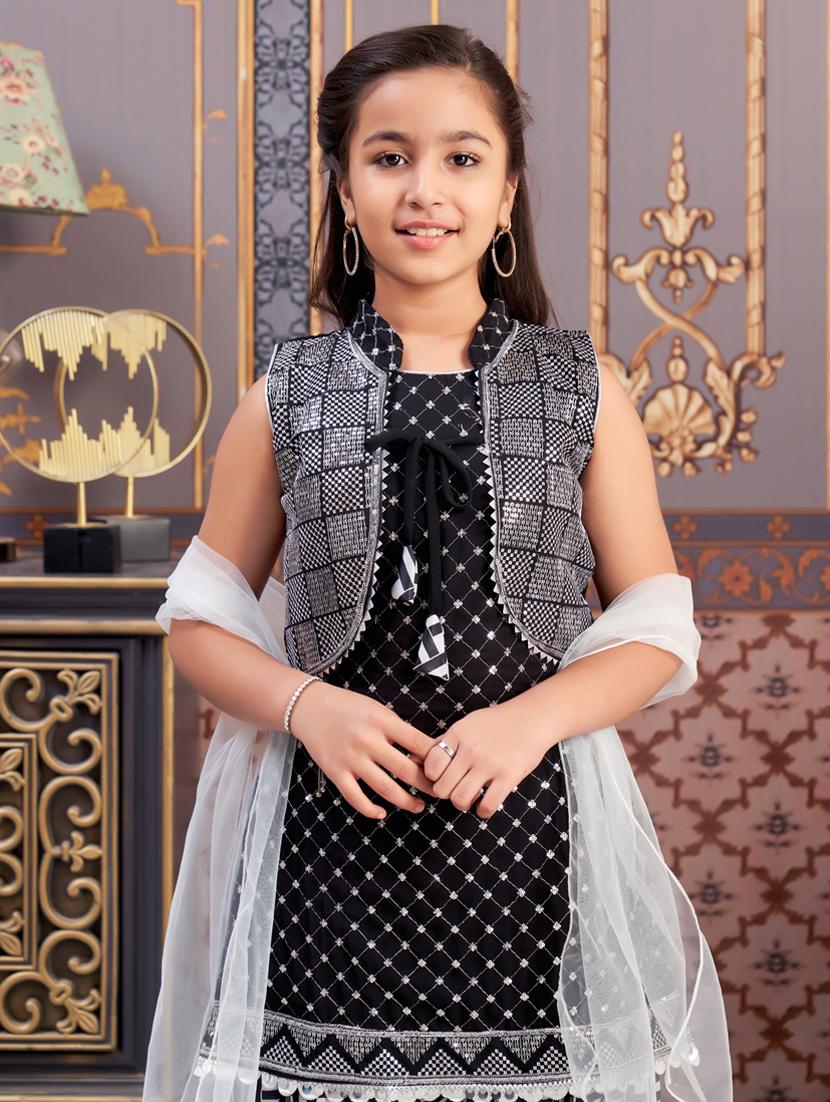 girls printed kurta and salwar with dupatta - 21786502 - Standard Image - 4