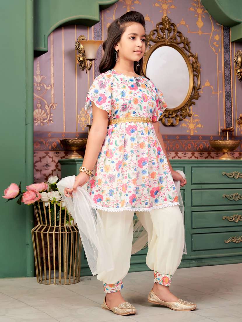 girls printed kurta and salwar with dupatta - 21786508 - Standard Image - 1