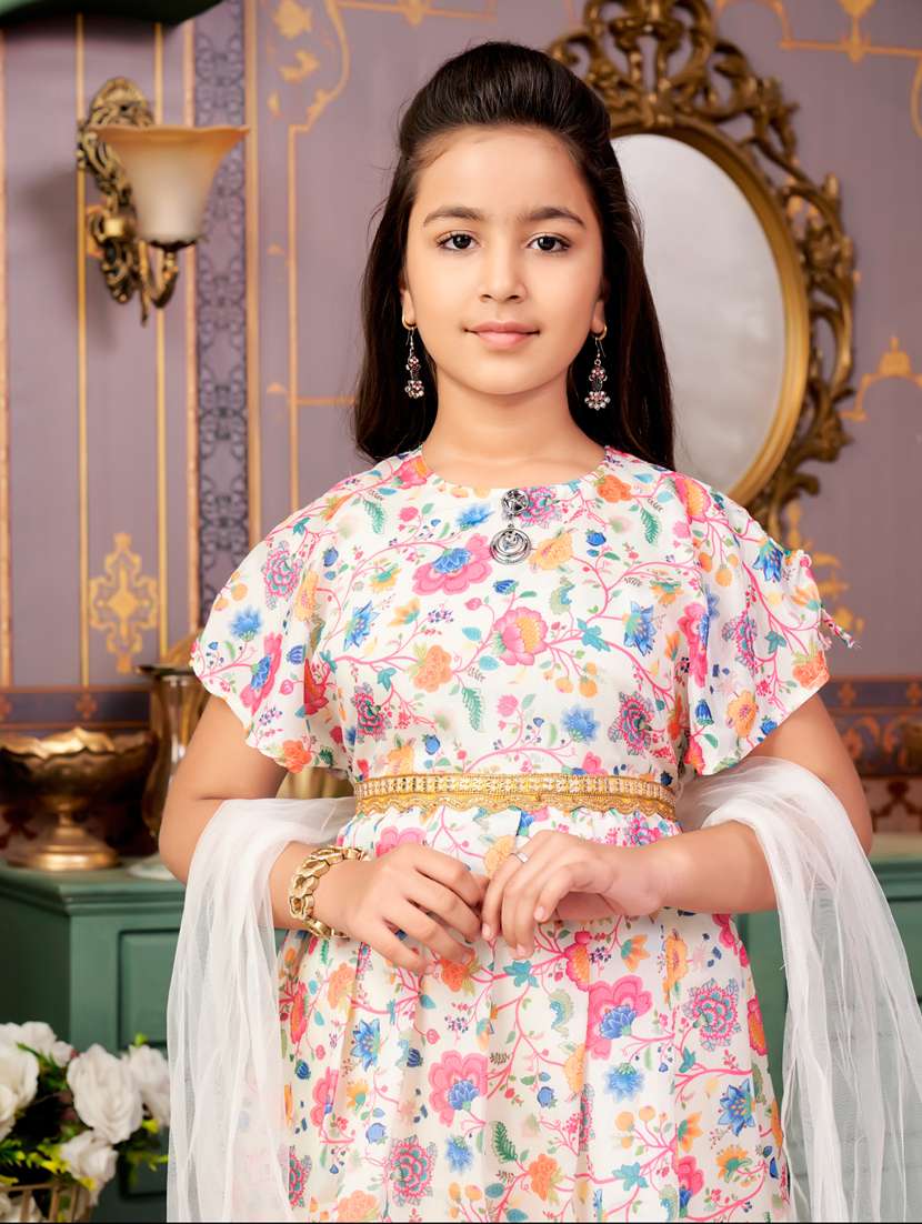 girls printed kurta and salwar with dupatta - 21786508 - Standard Image - 4