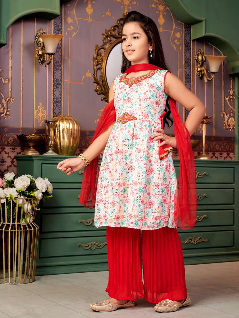 Girls Printed Kurta And Palazzo With Dupatta - 21786512 -  Standard Image - 1
