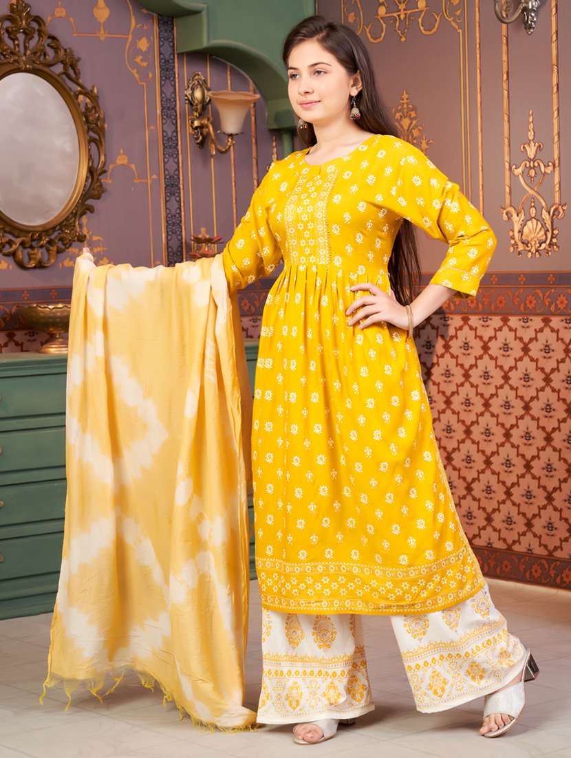 girls self designed kurta and palazzo with dupatta   - 21786517 -  Standard Image - 1