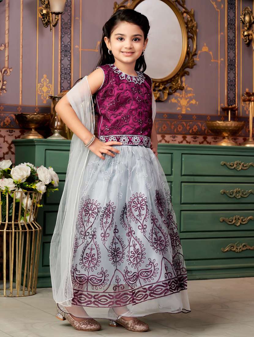 girls embroidered sleeveless lehenga choli - 21786548 -  Standard Image - 1
