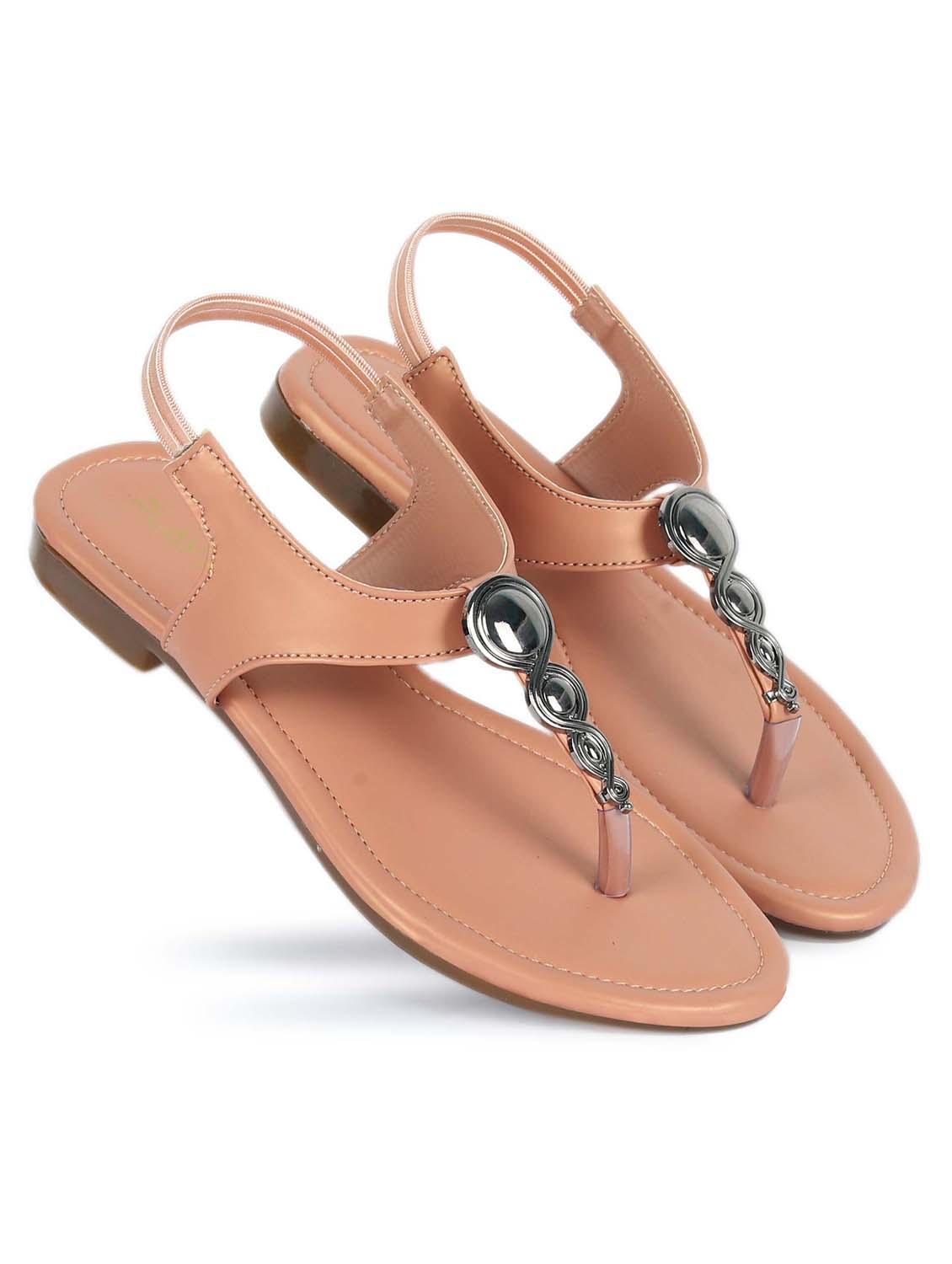 women peach t-strap sandal - 21786587 - Standard Image - 1