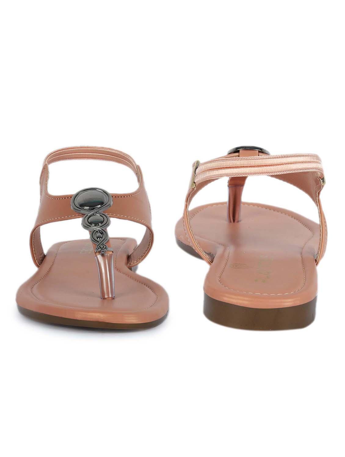 women peach t-strap sandal - 21786587 - Standard Image - 4