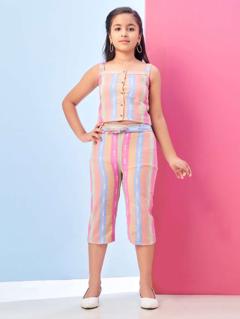girls striped top & trouser co-ords set