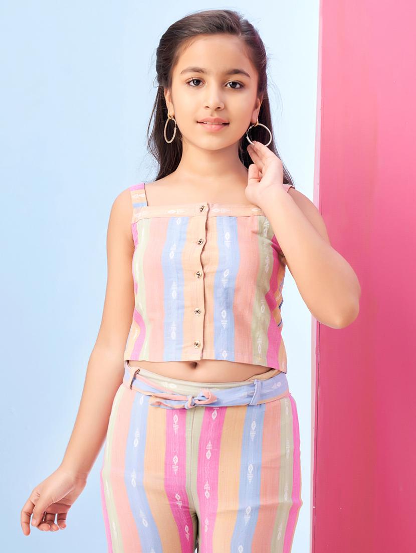 girls striped top & trouser co-ords set - 21786602 - Standard Image - 4