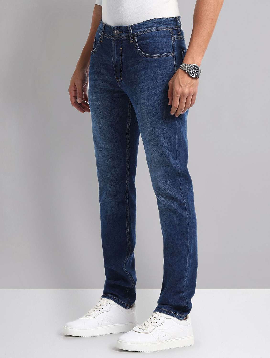 men mid rise washed jeans - 21786616 -  Standard Image - 1