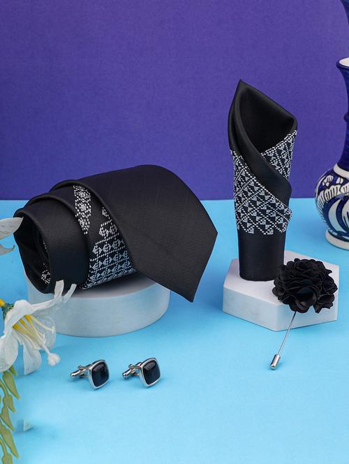 men printed neck tie with pocket square - 21786656 -  Standard Image - 0