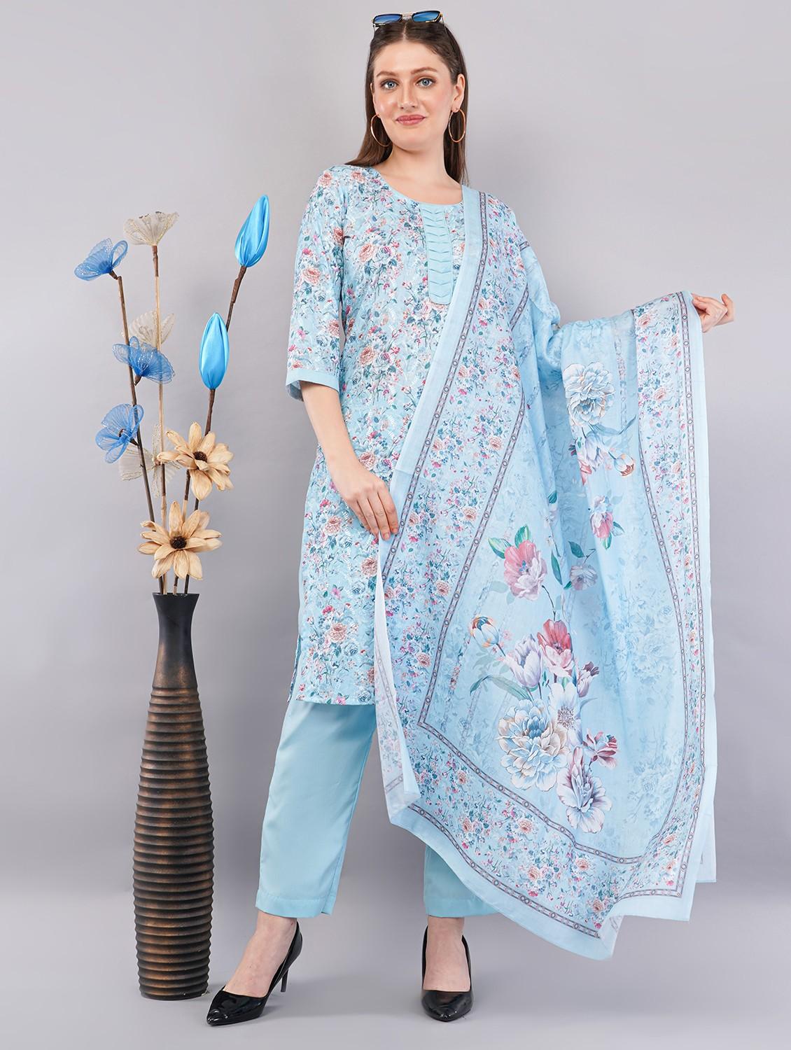 women three quarter sleeve kurta pant with dupatta set - 21786750 -  Standard Image - 1