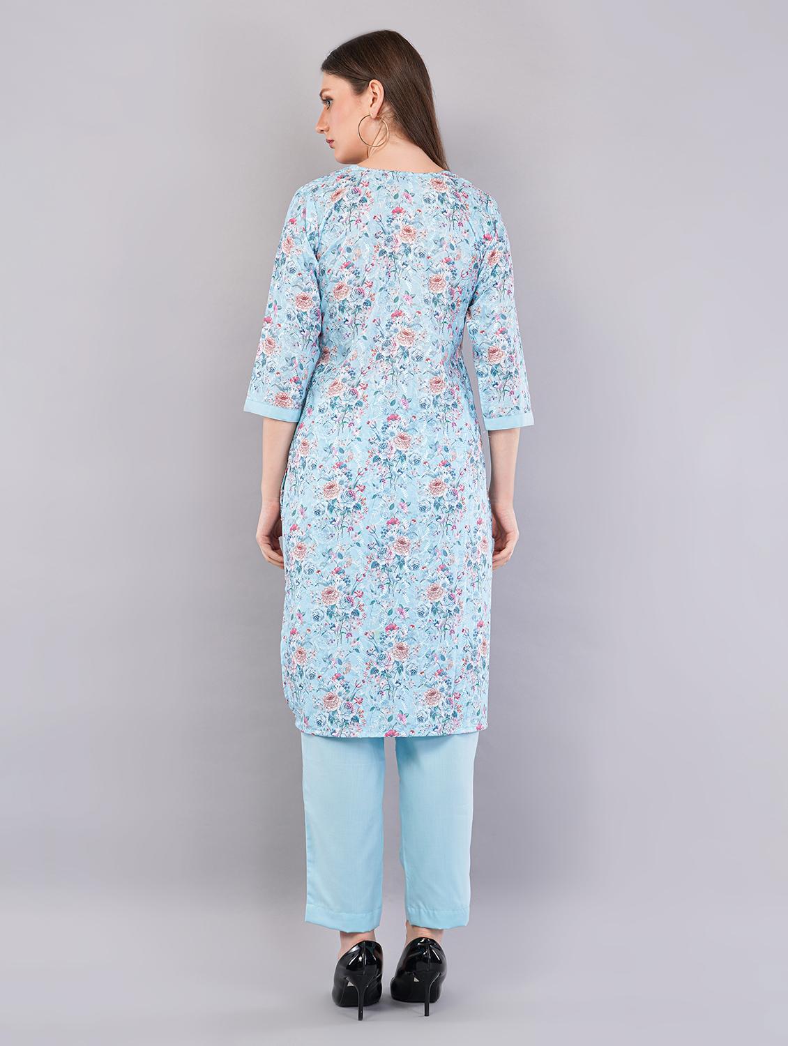 women three quarter sleeve kurta pant with dupatta set - 21786750 - Standard Image - 4