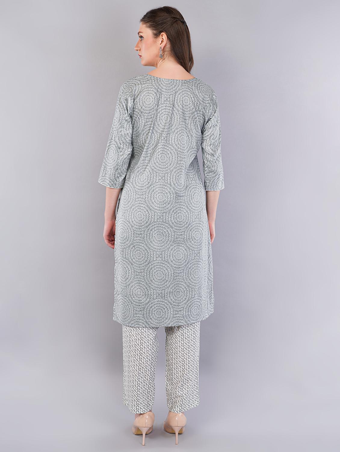 women three quarter sleeve kurta pant with dupatta set - 21786754 - Standard Image - 4
