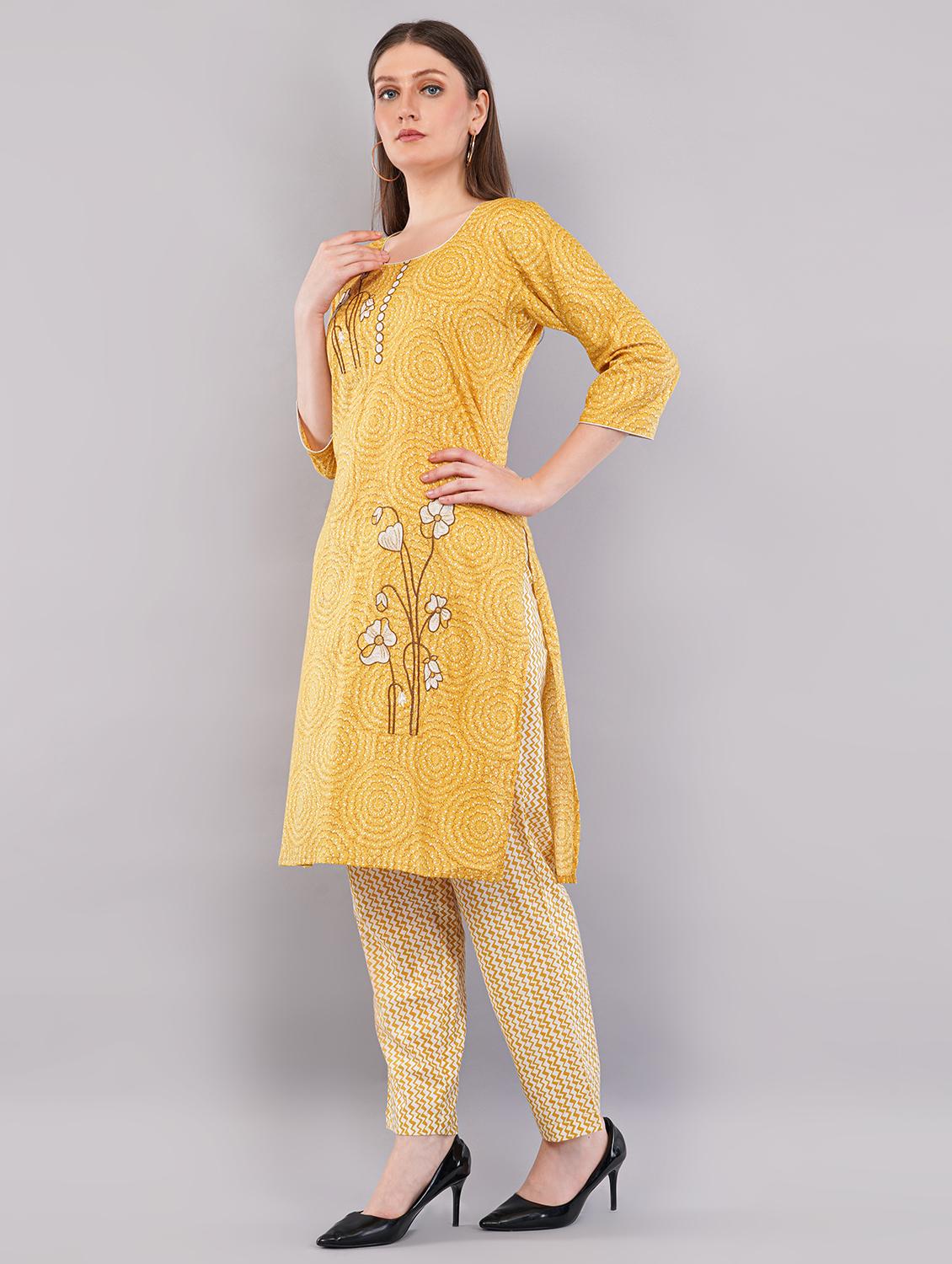 women three quarter sleeve kurta pant with dupatta set - 21786755 - Standard Image - 1