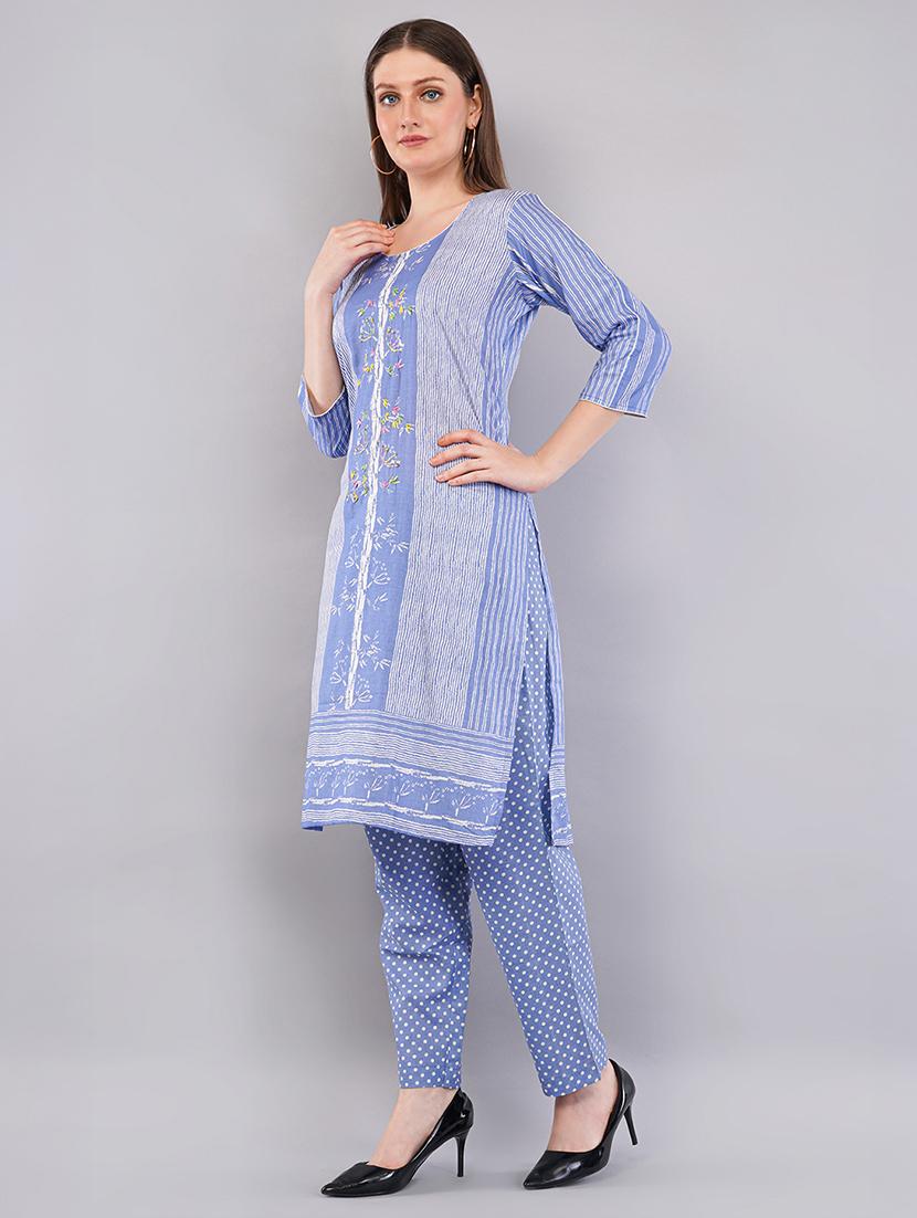 women three quarter sleeve kurta pant with dupatta set - 21786758 - Standard Image - 1